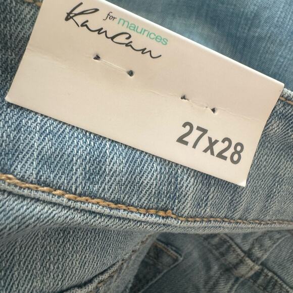 NWT Kancan Distressed Raw Hem Skinny Jeans Medium Wash High Waist Size 27x28 - Picture 8 of 10